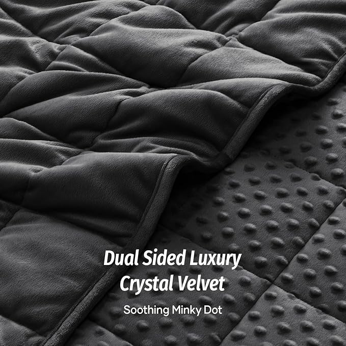 Wemore Minky Dot Weighted Blanket for Adults Twin Size 15 lb, Soft Heavy Blanket for Stress Relief and Sleep Promotion, Breathable Blanket for All-Season with Glass Beads, Black 60 x 80 inches