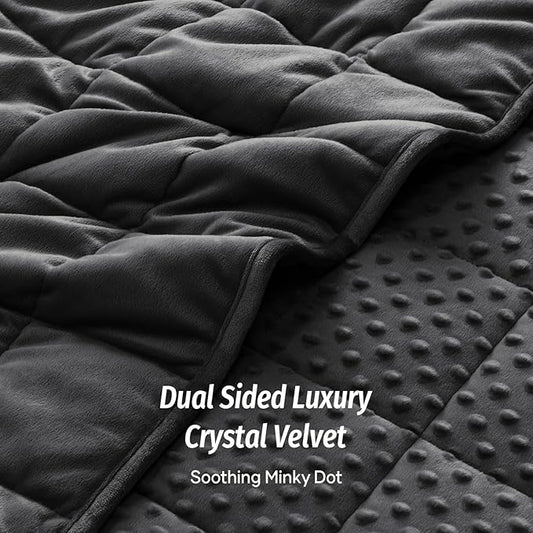 Wemore Minky Dot Weighted Blanket for Adults Twin Size 12 lb, Soft Heavy Blanket for Stress Relief and Sleep Promotion, Breathable Blanket for All-Season with Glass Beads, Black 60 x 80 inches