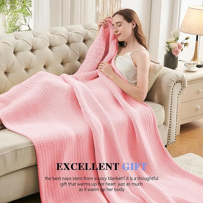 L'AGRATY Knitted Weighted Blanket - 48"x72" 15lbs Cooling Chunky Knit Heavy Blanket for Adults Braided Crochet Throw Thick Cable Yarn Knit Decorative Blanket No Beads Evenly Weighted Machine Washable