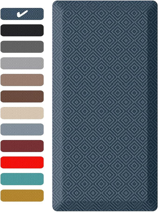 Ophanie Kitchen Mats for Floor, 3/4 Inch Thick Kitchen Rugs, Anti Fatigue Standing Cushioned Mat, Waterproof,Comfort Ergonomic Mat for Office, Home, Sink, 20''x39'' Blue Non-Slip Bottom