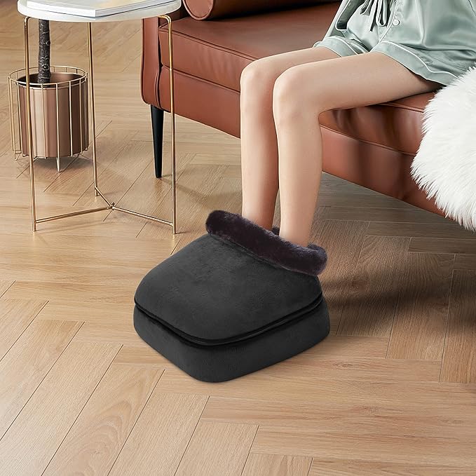 COMFIER Foot Warmer Massager,Gifts for Women,Men,Shiatsu Foot Massager with Heat, Electric Heating Pad for Back Feet,Back Massager for Pain Relief(Black)