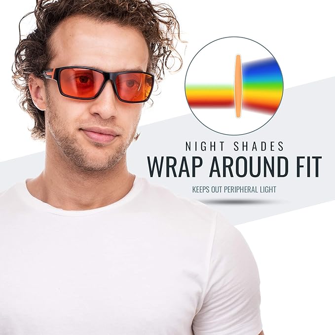 99.9% Blue Light Blocking Amber Glasses for Sleep - Medium Adult Size Nighttime Eye Wear - Special Orange Tinted Glasses Help You Sleep & Relax Your Eyes
