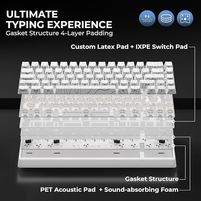 HITIME x XVX M67 Wireless 60% Percent Keyboard, QMK/VIA Topographic Gaming Keyboard, Tri-Mode Thocky Creamy Mechanical Key Board, Hot Swappable Gasket Mount RGB IMD Tech for Win/Mac(JadeStone)