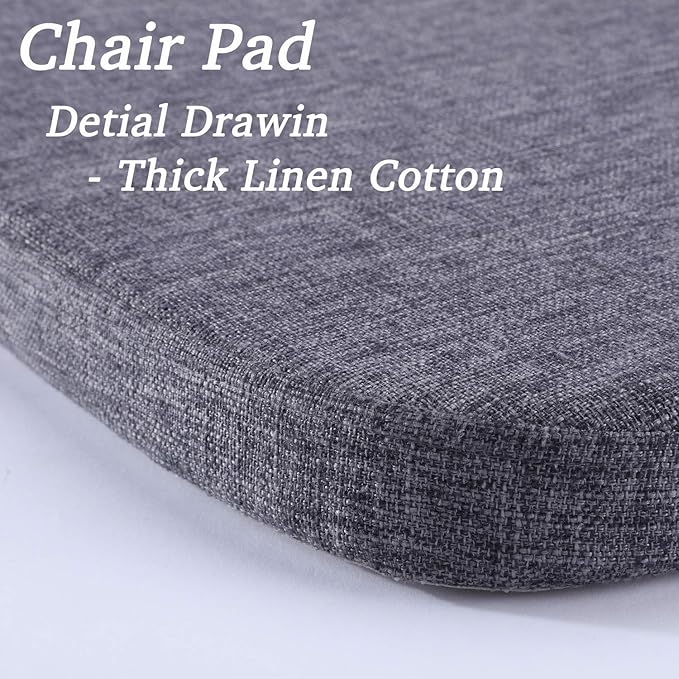Chair Cushion with Ties for Dining Chairs - Memory Foam Non Slip Kitchen Chair Pad and Dining Seat Cushion with Machine Washable Cover Set of 4 [16.5 x 16.2 Inches] (Black Gray, 4)