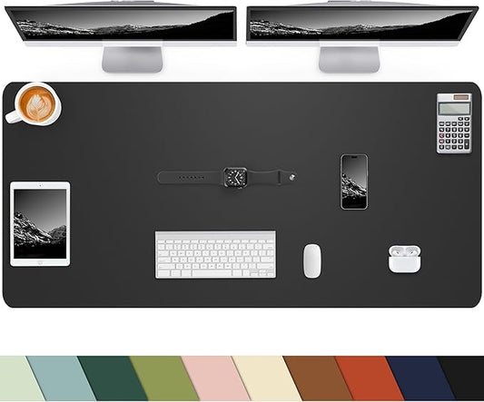 Desk mat Large, Leather Desk Pad Protector,Office Desk Mat,Mouse Pad, Non-Slip Desk Blotter, Laptop Desk Pad, Waterproof Desk Writing Pad for Office&Home (Black,48" x 24")