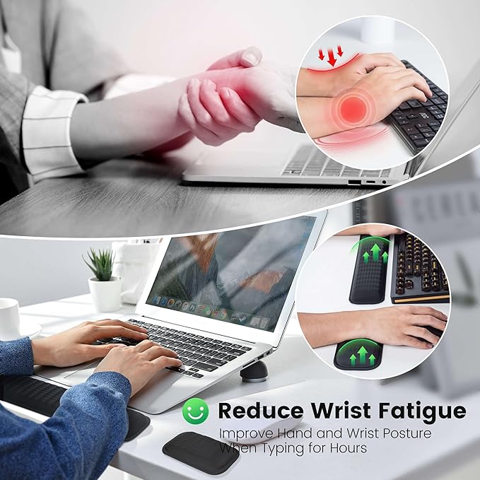 MEKASS Ergonomic Wrist Rest for Keyboard and Mouse, Soft Memory Foam Keyboard Wrist Rest Set with Non-Slip Silicone Base, Easy Typing, Pain Relief, Comfort for Office, Work, Gaming (Purple)