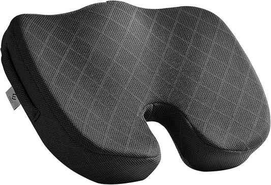 EPSCY Memory Foam Seat Cushion, Black, Ergonomic Comfort for Office Chair, Car, Airplane & Bleacher, U-Shaped Design for Enhanced Support & Comfort, Portable, Non-Slip, Washable Cover for Everyday Use