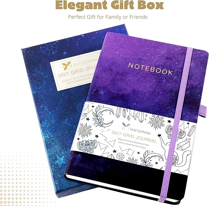 Dotted Journal – 160gsm Bleed Proof Thick White Paper – 200 Numbered Dot Grid Pages – 5.8 x 8.3 inch Dotted Notebook