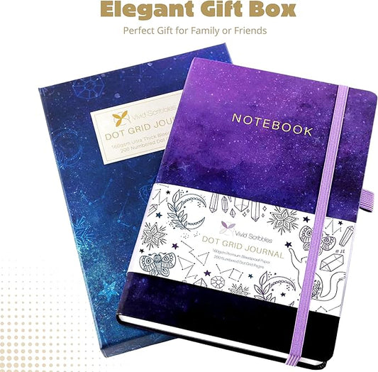 Dotted Journal – 160gsm Bleed Proof Thick White Paper – 200 Numbered Dot Grid Pages – 5.8 x 8.3 inch Dotted Notebook