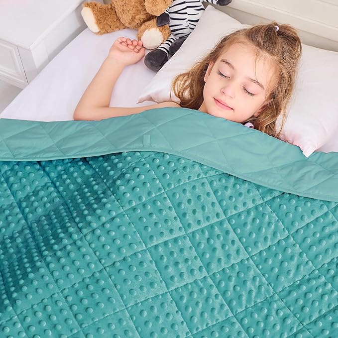 yescool Weighted Blanket Kids 10 lb Teal Cooling Weighted Throw Blanket Minky Plush Heavy Blankets Microfiber Small Blankets Fleece Warm Weighted Comforter, 40 * 60in