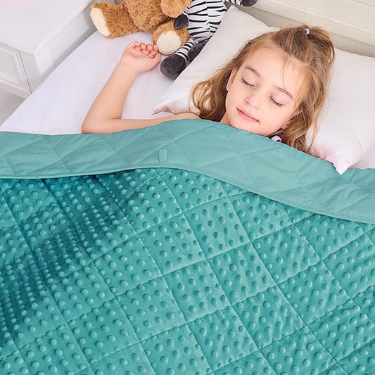 yescool Weighted Blanket Kids 10 lb Teal Cooling Weighted Throw Blanket Minky Plush Heavy Blankets Microfiber Small Blankets Fleece Warm Weighted Comforter, 40 * 60in