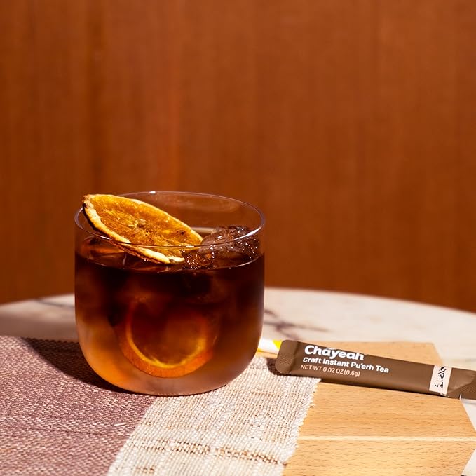 CHAYEAH, Craft Instant Pu'erh Black Tea, Quick Brew Tea Crystals, No Sugar, Natural Caffeine, Hot or Cold (25 Packets)