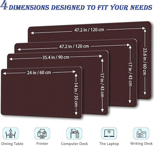 Large Desk Mat 35.4" x 17", PU Leather Desk Pad Protector, Non-Slip Large Mouse Pad for Desk, Waterproof Computer Desk Mat, Office Desk Pad for Keyboard Mouse (Brown Coffee)