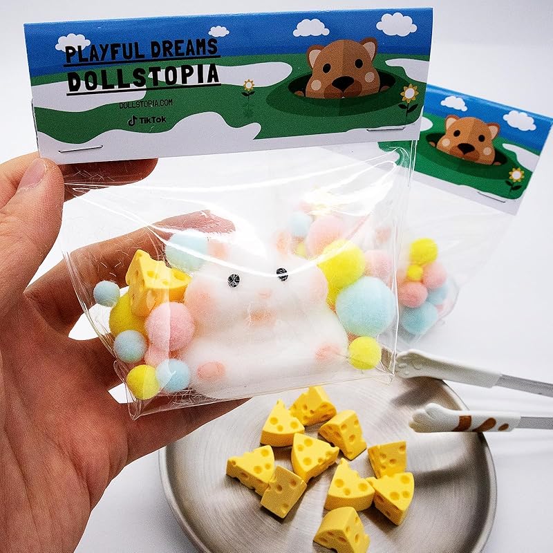 Hamster Shaped Taba Squishy Cute Soft Squishy Handmade Silicone Toys Stress Relief Squeeze Plaything Gifts (White)