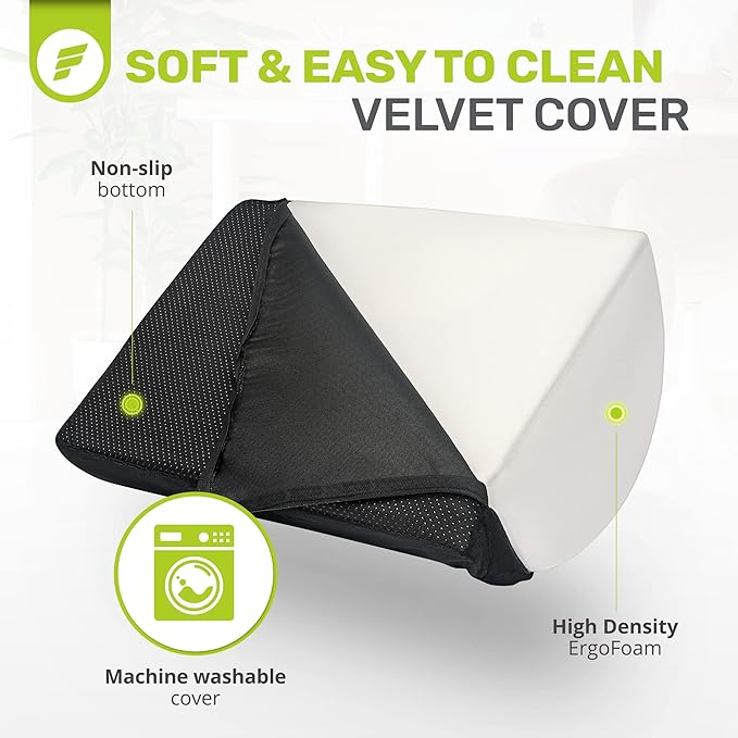 ErgoFoam Foot Rest for Under Desk at Work Adjustable - Chiropractor-Endorsed, High-Density Foam, Velvet (Black)