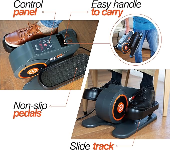 SITFIT, Sit Down and Cycle! Powered Foot Pedal Exerciser for Seniors, Under Desk Elliptical Exercise Bike, Leg Exerciser While Sitting. Peddler Exerciser Mini Bike, Portable Rehabilitation Equipment.