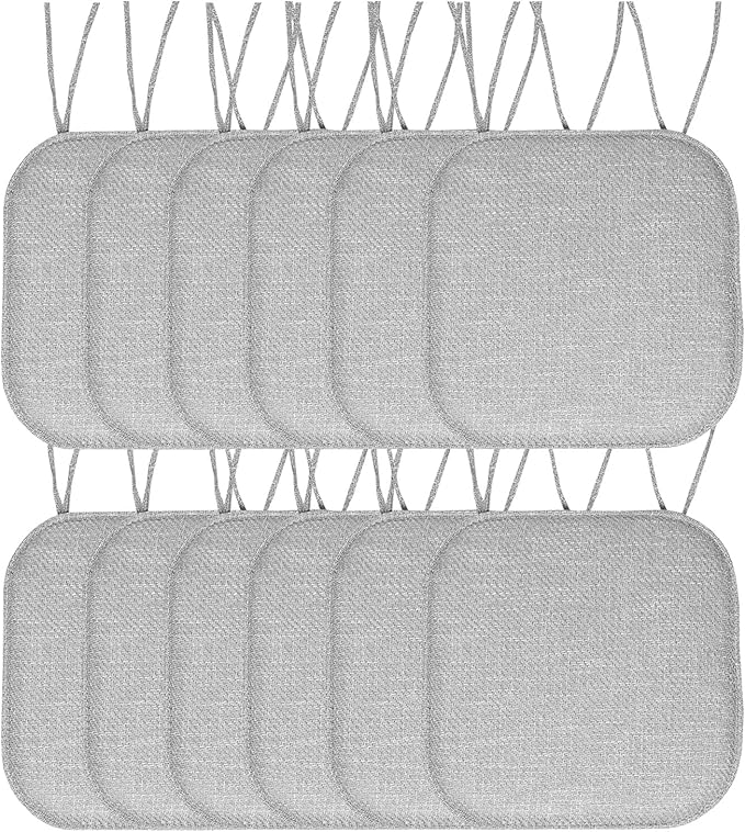 Chair Cushion Memory Foam Pads with Ties Honeycomb Pattern Slip Non Skid Rubber Back Rounded Square 16" x 16" Seat Cover