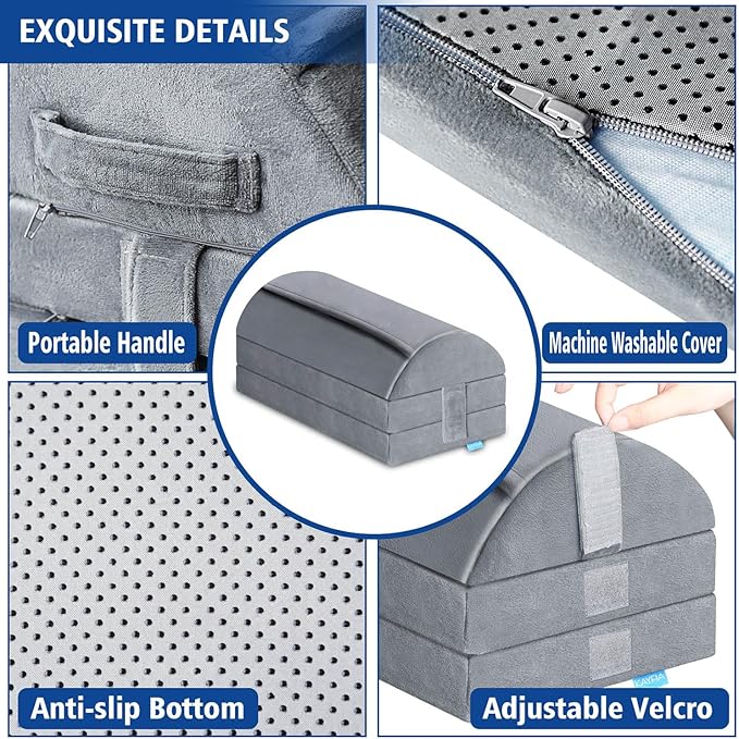 XXL(20in) Foot Rest for Under Desk at Work with 3 Adjustable Heights, Foot Stool with Bamboo Charcoal Foam, Feet Warm Pocket Footrest for Office Gaming Chair, for Leg Support -Gray