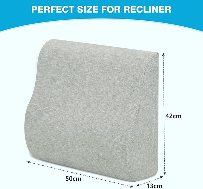 TANYOO Back Support Pillow for Recliner Dual Layer Lumbar Support Pillow with Gel Memory Foam Ergonomic Orthopedic Lumbar Cushions for Elderly Lower Back Pain Relief Washable Cover Light Grey
