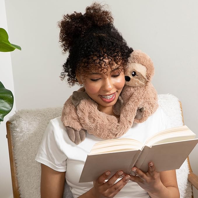 Hugarounds Sawyer The Sloth 2.5 lb Microwaveable & Freezable Weighted Plush Neck & Shoulder Wrap | Soothing, Comforting Hugs for Self-Care & Relaxation | Unscented for Ages 2+