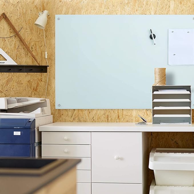 R&G Magnetic Glass Dry Erase Whiteboard,48" x36“ Frameless White Writing Board Set for Office,School and Home