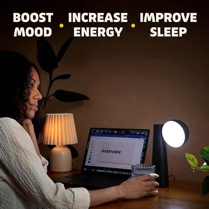 Circadian Optics Lora Light Therapy Lamp | As Seen On Shark Tank | 10,000 Lux Full Spectrum UV-Free Light | Boost Mood, Improve Sleep, Increase Energy & Enhance Focus