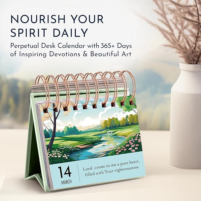 RYVE Inspirational Desk Calendar with Prayers, Blessings, and Devotions – Christian Gifts, Religious and Spiritual Gifts for Women, Christian Desk Decor, Inspirational Gifts