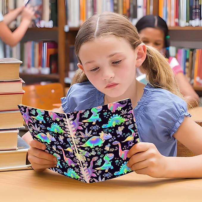 senya Spiral Notebook Ruled 2 Pcs, Rainbow Dinosaurs Journals for Study and Notes 60 Pages with Durable Hardcover