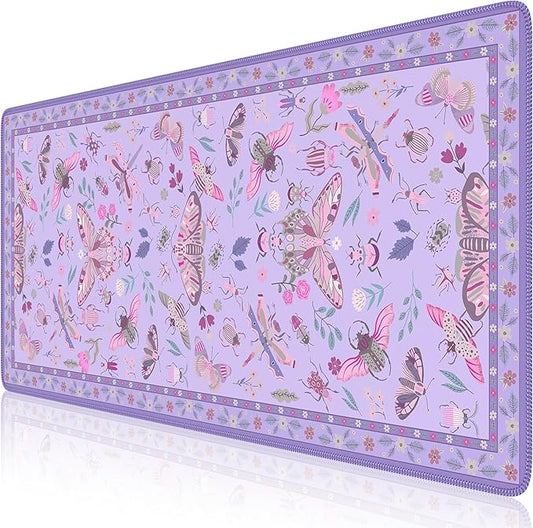 iCasso Purple Large Mouse Pad, Desk Matt for Desktop, XXL Desk Mat for Keyboard and Mouse, Anti-Slip Big Mousepad Computer Mat with Stitched Edges