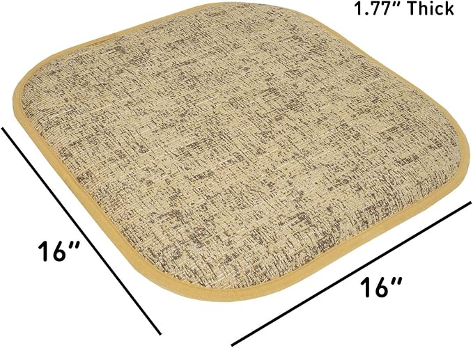 Sweet Home Collection Chair Cushion Memory Foam Pads Honeycomb Pattern Slip Non Skid Rubber Back Rounded Square 16" x 16" Seat Cover, 12 Pack, Broadway Cream/Blue
