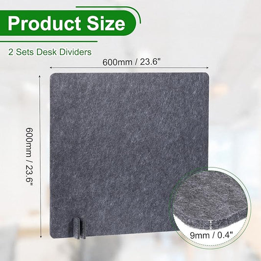 PATIKIL Desk Divider, 2 Set 24 x 24 Inch Acoustic Freestanding Desk Divider Desk Privacy Panel with 8 Pcs Support Feet for Library Office Workstation, Dark Grey