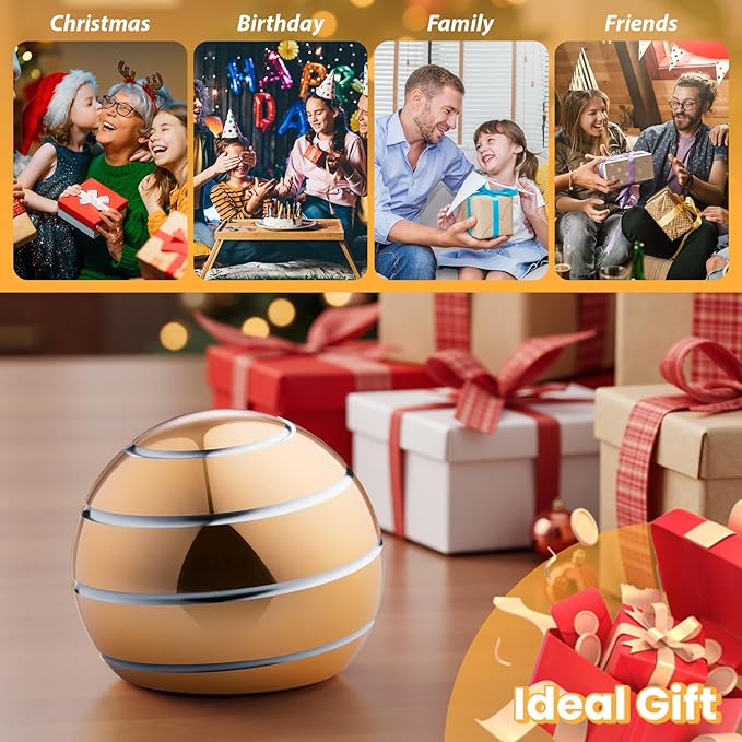 Fidget Spinner Desktop Toys - Kinetic Spinning Ball for Anxiety & ADHD Relief (Golden-1.54in)