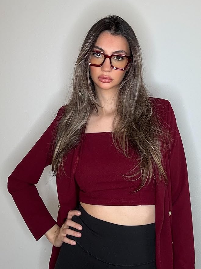 VISOONE Enhanced Version Rectangle Chic Preppy Look Blue Light Blocking Glasses for Women Men RIVER-LIGHTER