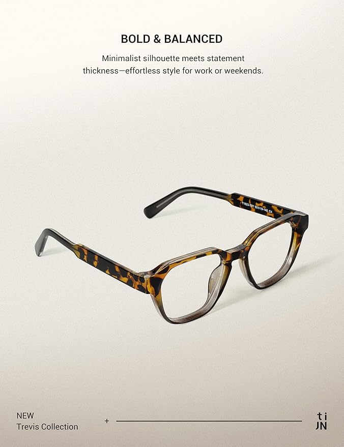 TIJN Blue Light Blocking Glasses for Women Men TR90 Rectangle Frame and Chic Preppy Style Computer Screen Glasses, Trevis