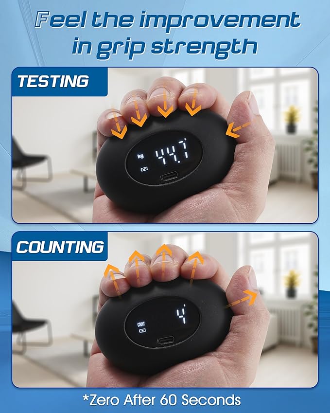 Hand Grip Strength Tester, Dynamometer Grip Strengthener, Digital Finger Palm Gripper Stress Balls, Electronic Squeeze Expander 396LB, Forearm Strengthener for Arthritis Carpal Tunnel Trainer Unzip