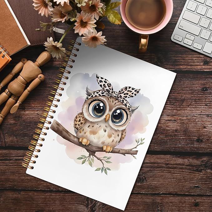 Owl Gifts Spiral Notebook 5.5x8.3, Owl Themed Gifts for Lovers Women Journal Notebooks for Note Taking, Cute Journal for Women