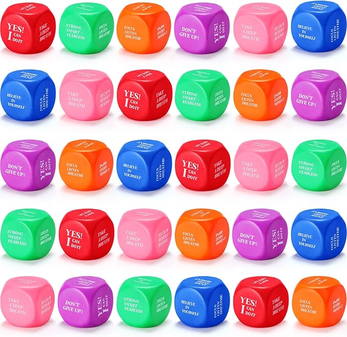 Jerify 30 Pcs Motivational Stress Ball Bulk Quote Inspirational Foam Cubes Balls Stress Relief Employee Appreciation Gift for Coworkers Kids Adult Motivating Encouraging (Multi Colors)