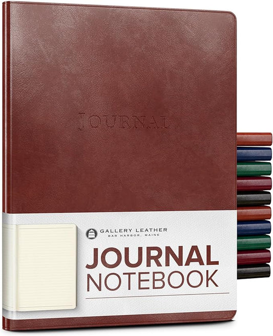 Gallery Leather Journal - Crafted in Maine, USA - Elegant Leather Writing Notebook with 192 Lined Pages - A Timeless Space for Your Thoughts - Acadia Tan, 9.75x7.5 ", Large Lined