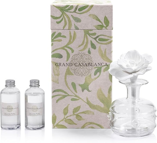 Zodax Grand Casablanca Porcelain Oil Diffuser - 6.76 oz -Lily of the Valley