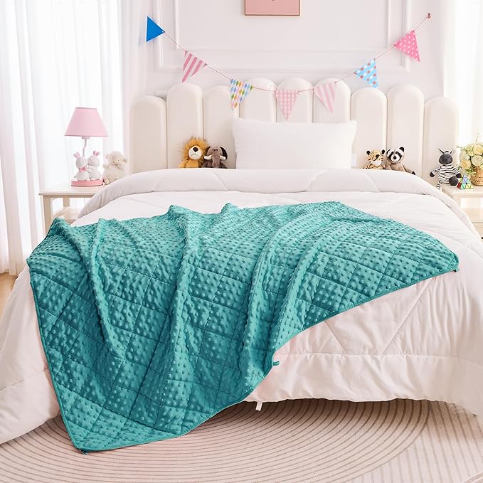yescool Weighted Blanket 3 Pounds Teal Heavy Blankets for Sleeping, Microfiber Weighted Throw Blanket Breathable Warm Fleece Minky Blanket for 20-40lbs, 36"x48"