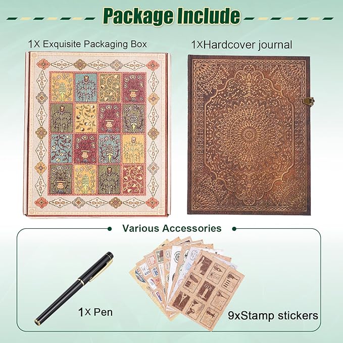 Retro 3D Red Charm Golden Radiance Cover Hardcover Journal,Containing 96 Sheets/192 Pages Lined Journal,With Envelope Pocket,Suitable As A Notebook,Travel Diary,Or Wedding Anniversary.