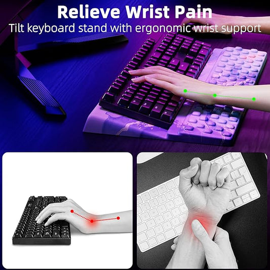 Ospelelf Computer Keyboard Stand Tilt with Wrist Rest, Comfy Ergonomic Keyboard Riser Holder for Desktop