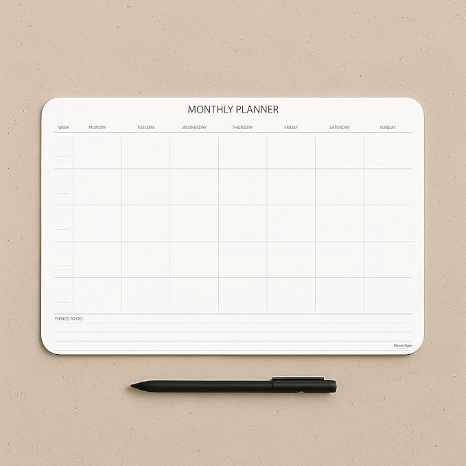 Undated Monthly Planner Notepad,Desk Calendar for Organizing&Scheduling Tasks-Productivity Tracker,Goals,Notes&To-Do Lists–A4 Size (8,3"X11,7")Premium Thick Paper with Cardboard Back Support 50 Sheets