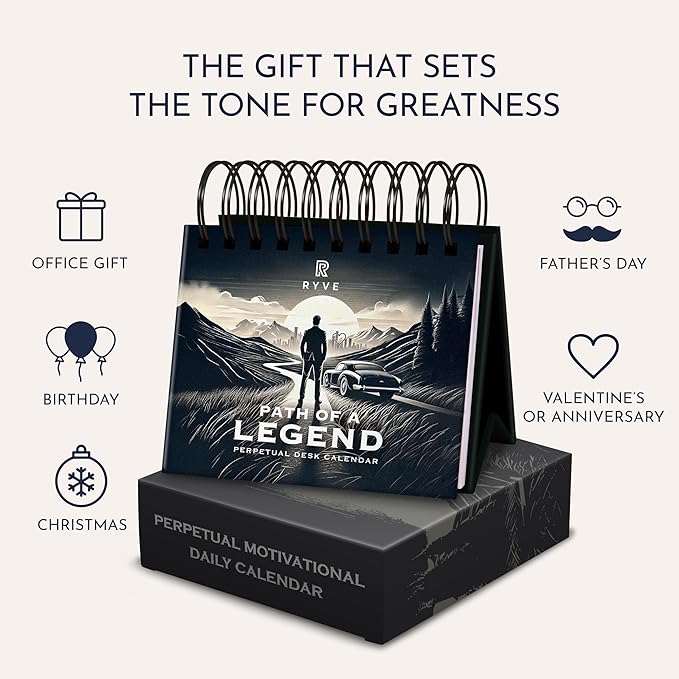 RYVE Motivational Quotes Desk Calendar – 366 Daily Reflections for Personal Growth – Office Accessories and Gifts for Men, Mindfulness Flip Calendar, Inspirational Desk Quote