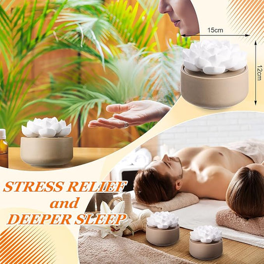 Honeydak 2 Pcs Flower Essential Oil Diffuser Stone White Ceramic Porcelain Passive Oil Diffuser Improves Sleep and Relieves Stress Non-Electric Handmade Decorative Tabletops for Desk (Fresh Syle)