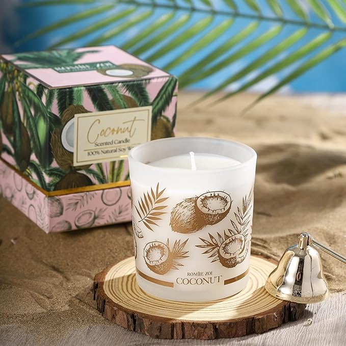 Scented Candle - Coconut - 6oz Aromatherapy Soy Wax Jar Candle for Home, Gifts for Women - 170g