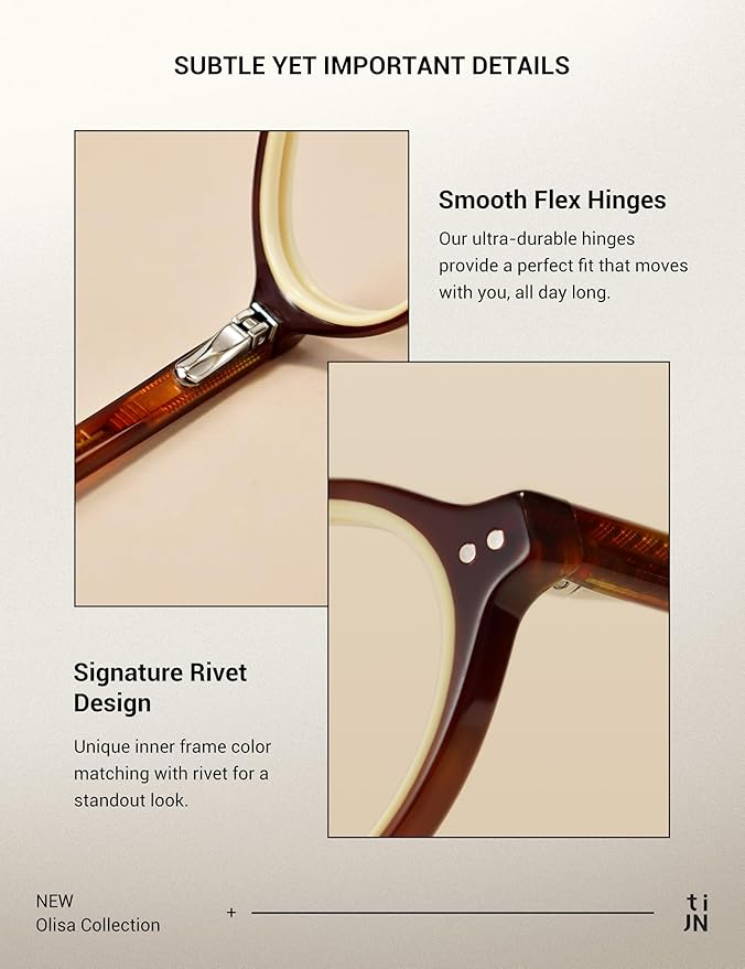 TIJN Olisa Blue Light Blocking Glasses for Women Men,Oval Glasses Frame Bluelight Glasses for Gaming/Computer/Screen