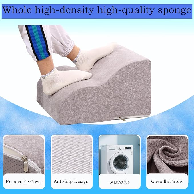 Foot Rest for Under Desk at Work.Multifunctional 3-Tier Foot Stool,with Washable Footrest.for Under Desk,Office Chair Gaming Chair & Sofa,Leg Elevation Pillow,Supports Posture-Light Grey
