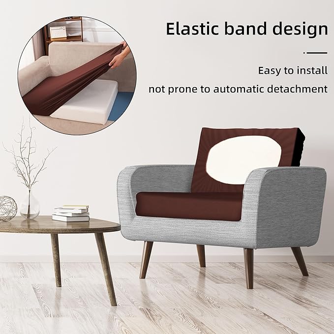 8Pcs Stretch Patio Cushion Covers,Outdoor Couch Covers Replacement,Outdoor Couch & Sofa Slipcovers,for Patio Furniture Cushion Covers,Washable Reusable Furniture Protector (Light Coffee,Cover Only)