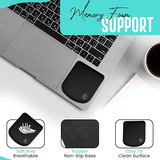 Ultra-Thin Portable Laptop Wrist Rest Pads (Onyx Black)